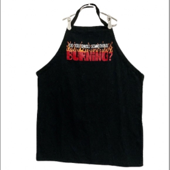 Ritz Barbeque Apron Black Orange Flames - Do You Smell Something Burning - Picture 1 of 9